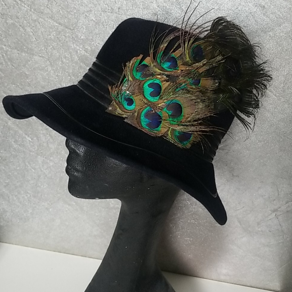 Navy blue 40s style Vintage fedora hat by Sherel